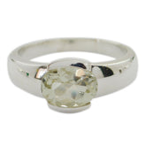 Green Amethyst Solitaire Indian 92.5 Silver Green Gems Mid weight Glamorous Ring Jewelry