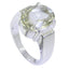 Green Amethyst Solitaire German 92.5 Silver Green Gems Versatile Retro Ring Jewelry