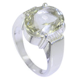 Green Amethyst Solitaire German 92.5 Silver Green Gems Versatile Retro Ring Jewelry