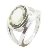 Green Amethyst Solitaire German Silver Green Gemstone Essential Modern Ring Jewellery