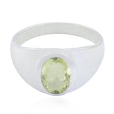 Green Amethyst Solitaire Egyptian Sterling Silver Green Gems Tiny Modern Ring Jewellery