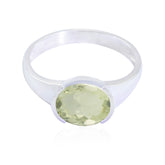 Green Amethyst Solitaire Japanese 925 Silver Green Gemstone Dainty Trendy Ring Jewellery