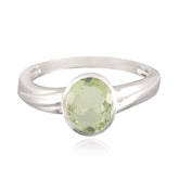 Green Amethyst Solitaire French 92.5 Silver Green Gems Slim Artisan Ring Jewelry