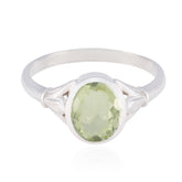Green Amethyst Solitaire Russian Silver Green Gemstone Tiny Boho Ring Jewellery