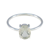 Green Amethyst Solitaire Korean 925 Silver Green Gems Elegant Glamorous Ring Jewelry