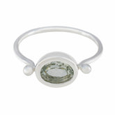 Green Amethyst Solitaire Korean 92.5 Silver Green Gemstones Dainty Modern Ring Jewellery