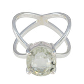 Green Amethyst Solitaire French 925 Silver Green Gemstones Tiny Abstract Ring Jewellery