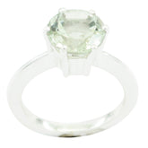 Green Amethyst Solitaire Russian 92.5 Silver Green Gemstone Slim Abstract Ring Jewelry