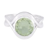 Green Amethyst Solitaire African 925 Silver Green Gemstone Classic Feminine Ring Jewellery