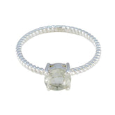 Green Amethyst Solitaire American Sterling Silver Green Gems Delicate Twist Ring Jewelry