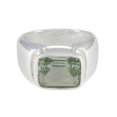 Green Amethyst Solitaire French 925 Sterling Silver Green Gemstones Essential Abstract Ring Jewelry