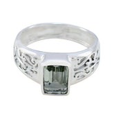 Green Amethyst Solitaire Indian Sterling Silver Green Gemstones Featherlight Cultural Ring Jewelry