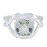 Green Amethyst Solitaire German 925 Silver Green Gemstones Classic Modern Ring Jewelry