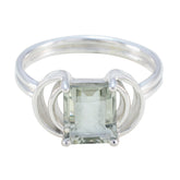 Green Amethyst Solitaire Indian Sterling Silver Green Gems Eye catching Trendy Ring Jewelry