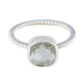 Green Amethyst Solitaire Japanese 925 Sterling Silver Green Gemstones Dainty Glamorous Ring Jewellery