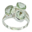 Green Amethyst Trilogy French 925 Sterling Silver Green Gems Mid weight Feminine Ring Jewellery
