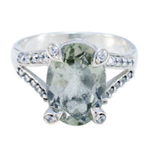Green Amethyst Halo German Silver Green Gemstone Minimal Feminine Ring Jewellery