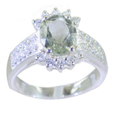 Green Amethyst Halo German 92.5 Silver Green Gemstones Classic Boho Ring Jewellery