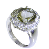 Green Amethyst Halo Moroccan 925 Sterling Silver Green Gems Eye catching Abstract Ring Jewelry