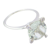 Green Amethyst Halo German Silver Green Gems Slim Artisan Ring Jewellery