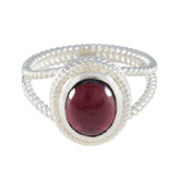 Garnet Solitaire Mexican Sterling Silver Red Gemstone Classic Rope Wire Ring Jewellery