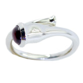 Garnet Solitaire German Sterling Silver Red Gemstones Mid weight Glamorous Ring Jewelry