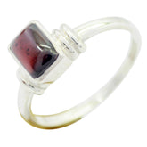 Garnet Solitaire American Sterling Silver Red Gemstones Dainty Abstract Ring Jewellery