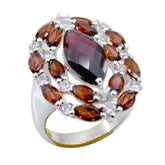 Garnet multiple Indian 925 Sterling Silver Red Gemstones Essential Contemporary Ring Jewellery