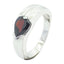 Garnet Solitaire German 925 Sterling Silver Red Gemstones Minimal wedding Ring Jewelry