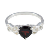 Garnet Solitaire Japanese 925 Sterling Silver Red Gems Dainty Graceful Ring Jewelry