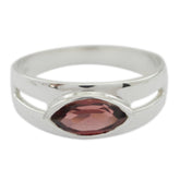 Garnet Solitaire German Silver Red Gemstones Slim Contemporary Ring Jewelry