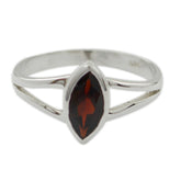 Garnet Solitaire Japanese 925 Silver Red Gemstone Dainty Geometric Ring Jewelry