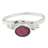 Garnet Solitaire American 925 Silver Red Gemstones Delicate Feminine Ring Jewellery