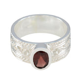 Garnet Solitaire German 925 Silver Red Gemstones Mid weight Art Deco Ring Jewellery