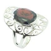 Garnet Solitaire African 925 Silver Red Gemstones Classic Art Deco Ring Jewelry