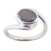 Garnet Solitaire German 925 Silver Red Gems Minimal Traditional Ring Jewellery