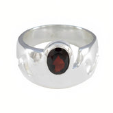 Garnet Solitaire French 925 Sterling Silver Red Gems Essential Trendy Ring Jewellery