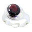 Garnet Solitaire French 925 Silver Red Gemstones Mid weight Glamorous Ring Jewellery