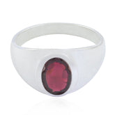 Garnet Solitaire German 92.5 Silver Red Gemstones Minimal Abstract Ring Jewellery