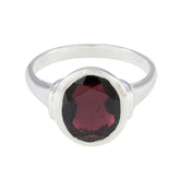 Garnet Solitaire German Sterling Silver Red Gems Minimal Ethnic Ring Jewelry