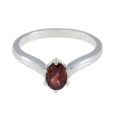 Garnet Solitaire Japanese Sterling Silver Red Gemstone Dainty Contemporary Ring Jewelry