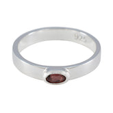 Garnet Solitaire Korean 925 Sterling Silver Red Gemstone Whisper thin Trendy Ring Jewellery
