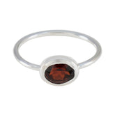 Garnet Solitaire American 925 Sterling Silver Red Gemstone Elegant Feminine Ring Jewellery