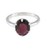 Garnet Solitaire Korean Sterling Silver Red Gemstones Delicate Sophisticated Ring Jewellery