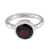Garnet Solitaire German 925 Silver Red Gemstones Classic Trendy Ring Jewelry