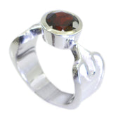 Garnet Solitaire French 925 Silver Red Gemstone Eye catching Art Deco Ring Jewellery