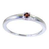 Garnet Solitaire Korean Silver Red Gemstone Elegant Graceful Ring Jewelry