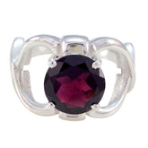 Garnet Solitaire African 925 Sterling Silver Red Gemstones Minimal Contemporary Ring Jewelry