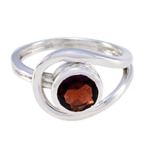 Garnet Solitaire German Sterling Silver Red Gems Slim Luxurious Ring Jewelry