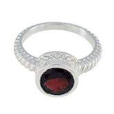 Garnet Solitaire African Silver Red Gemstones Minimal Contemporary Ring Jewellery
